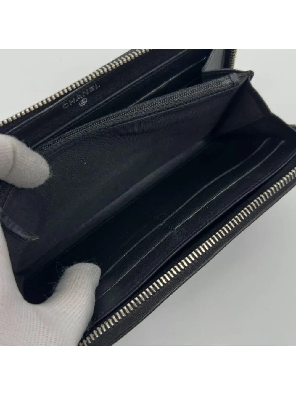 Chanel CC Logo Quilted Round Diamond Cut Lambskin Wallet